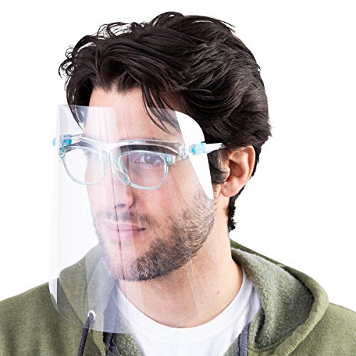 ArtToFrames Protective Face Shield 3 Pack, Made in The USA, Fully Transparent Face and Eye Protection from Droplets and Saliva with Reusable Glasses and Replaceable Shield, Anti-Fog - color: Clear, size: 1 Count (Pack of 3)