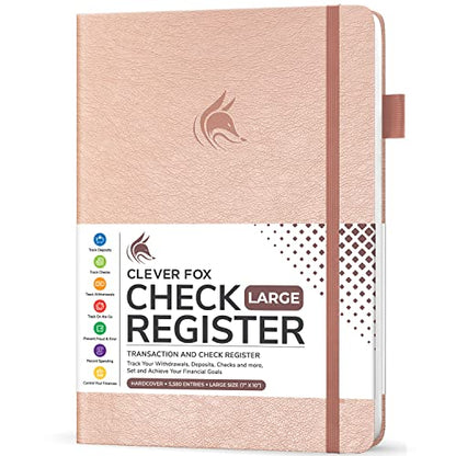 Clever Fox Check Register Book, Checkbook Ledger, 7x10 Rose Gold - color: Rose Gold, size: Smaller than A4 (7" x 10")