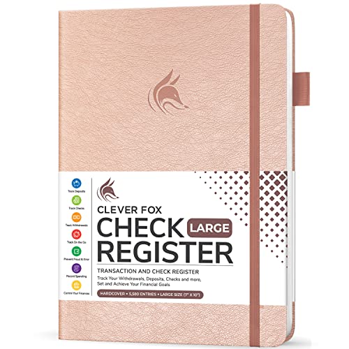 Clever Fox Check Register Book, Checkbook Ledger, 7x10 Rose Gold - color: Rose Gold, size: Smaller than A4 (7" x 10")
