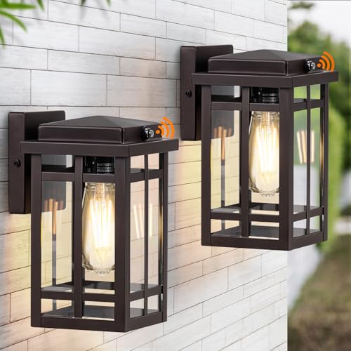 9.76'' Dusk to Dawn Outdoor Wall Light 2 Packs, Brown - color: Brown, size: 9.76''-Dusk to Dawn Sensor-2pcs
