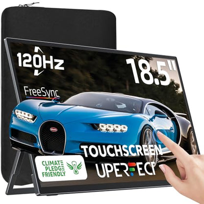 UPERFECT Portable Monitor 18.5-inch 120HZ Touchscreen 100% sRGB w/VESA & Stand 180° Adjustable Ultra-Slim & Lightweight Frameless FHD FreeSync IPS HDR Gaming Display, Travel Second Monitor for Laptop - size: 18.5"