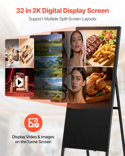 VEVOR 32 in Indoor Digital Signage Floor Standing Advertising Display Kiosk, with WiFi HDMI/USB Input Android OS, 178° Wide View, LCD Screen Interactive Monitor, Commercial Totem Vertical Poster - size: 32"-Non Touchscreen