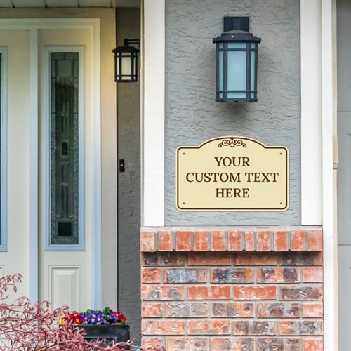 Custom Decorative Sign, Personalized Metal Sign for Business, Driveway, Home, Office Door Plaque, Brown Border Sign, 12x18 Inches, ACM, Made in USA by Sigo Signs - color: Brown Border, size: 12x18 ACM