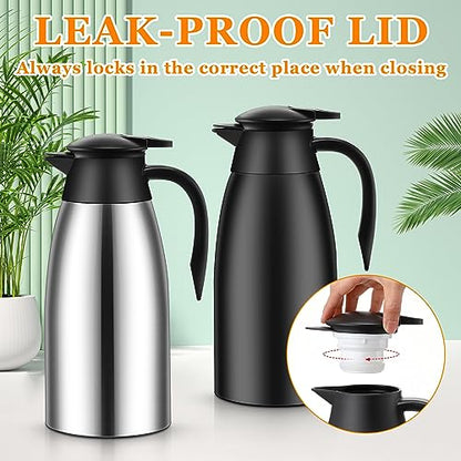 Norme 2 Pcs Thermal Coffee Carafe Creamer, Black, Silver, 51 oz - color: Black, Silver, size: 51 oz