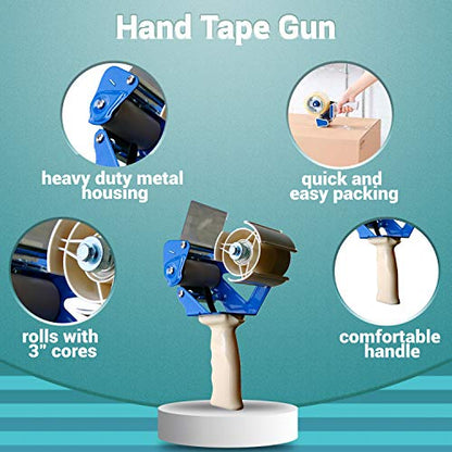 APQ Industrial Packing Tape Dispenser for 3" Tape. Side Loading Tape Gun. Heavy Duty Hand Tape Gun. Lightweight and Portable for Commercial Packaging, Shipping, Moving, Carton and Box Sealing. - size: 3"
