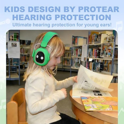Kids Hearing Protection Earmuffs,Lightweight Adjustable for Kids 3-16 years,Noise Cancelling Headphones,25dB Sound Reduction Ideal for Concert,Firework,Airplane,Sound Proof(Green) - color: Green