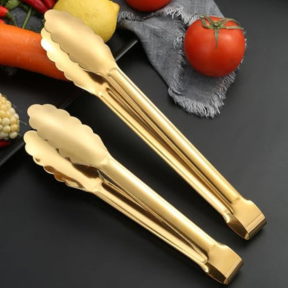 4 Pack Serving Tongs 12 Inch Salad Tongs Buffet Tongs Stainless Steel Food Tong Serving Utensils for Buffet Wedding Party Catering (12 Inch, Gold) - color: Gold, size: 12 Inch