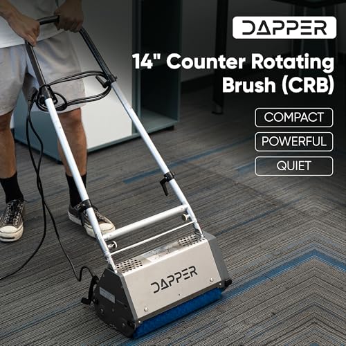 14" Counter-Rotating Brush (CRB) Carpet & Hard Floor Cleaning Machine – 450 RPM, Quiet 53 dBA, Compact 41 lb Commercial Scrubber – Ideal for Offices, Hotels & Small Spaces - size: 14"