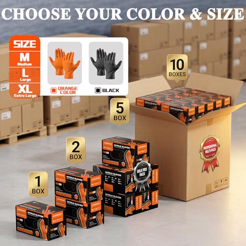 ANBOSON 10 Mil Heavy Duty Mechanic Nitrile Gloves, Black XLarge 1000 Count - color: Black-1000, size: X-Large