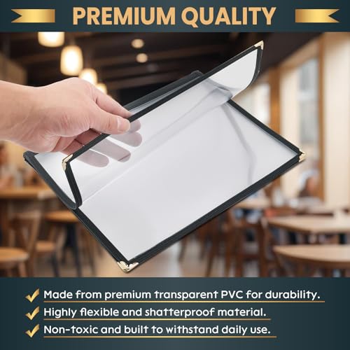 Menu Covers 8.5 x 11 Inch, 2 Pack (4 Page 8 View) - size: 4 page 8 view
