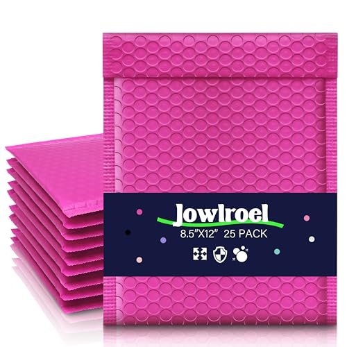 Bubble Mailers 8.5x12'' 25 Pack, Rose Red Padded Envelopes, Self Sealing Strong Adhesion Shipping Envelopes, Waterproof Mailing Envelopes, Cushioning Bubble Envelopes Usable Size 8.5x11" - color: Rose Red, size: 8.5x12" 25Pcs