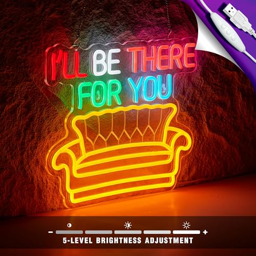 riends TV Show Neon Sign I'll Be There for You Neon Signs Sofa LED Lights Friends gifts for Wall Decor with Dimmer for Birthday Gifts Party Day Decor 17 * 13 inch (Orange Pink) - color: Orange Pink