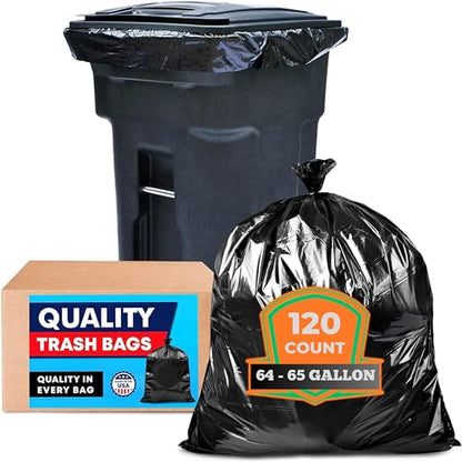 Tasker Huge 120 Bags Bulk - Large Trash Bags, 64 & 65 Gallon - size: 120 Count (Pack of 1)