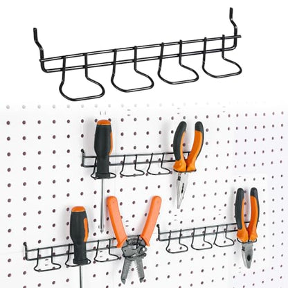 Coume 4 Pcs Pegboard Tool Holder Hooks for Screwdriver Pliers, Black - color: Black