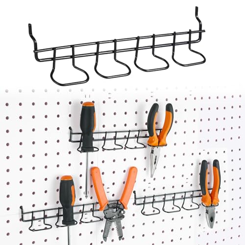 Coume 4 Pcs Pegboard Tool Holder Hooks for Screwdriver Pliers, Black - color: Black