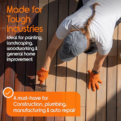 Inspire Heavy Duty Orange Nitrile Gloves | ULTRA 8 Mil Diamond Textured Grip | Industrial Mechanic Disposable Cleaning Gloves - size: XX-Large