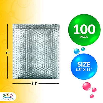 ABC PACK & SUPPLY Metallic Bubble Mailers, Ice Blue 8.5 x 11 Inch Self Seal Padded Envelopes, Pack of 100 Bubble Packaging Envelopes for Shipping and Mailing - color: Ice Blue, size: 8.5" x 11" / 100 Pack