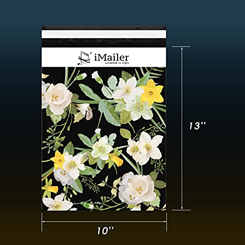 iMailer-10" x 13"(100pcs) Poly Mailer Mailing Shipping Black Flower Envelope Package Bags-Self Seal… - color: Black Flower, size: 10" x 13"