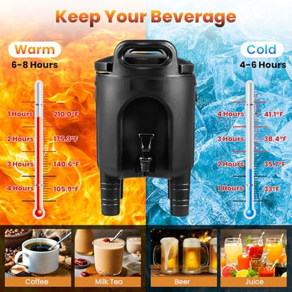COSTWAY 2.6 Gal Insulated Beverage Dispenser, Commercial Coffee Server, 2
