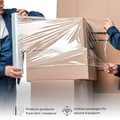 PSBM Dark Black Stretch Wrap, 8 Rolls 18 Inch x 1000 Feet 100 Gauge, Heavy Duty Plastic Wrap Industrial Strength Shrink Film for Moving, Packing & Shipping - color: Black, size: 8 Rolls