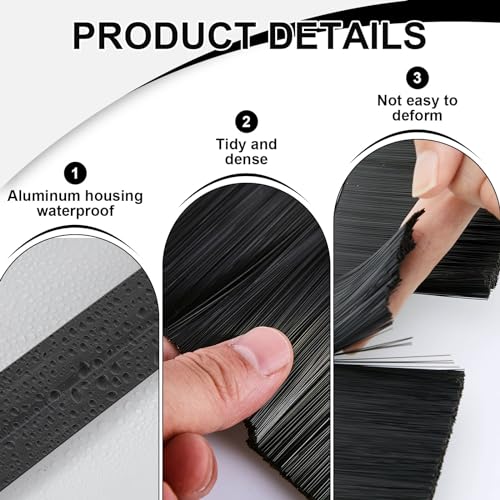 Door Sweep Brush Aluminum, 1 x 36 Inch, Black, 4 Set - color: Black, size: 1 x 36 Inch