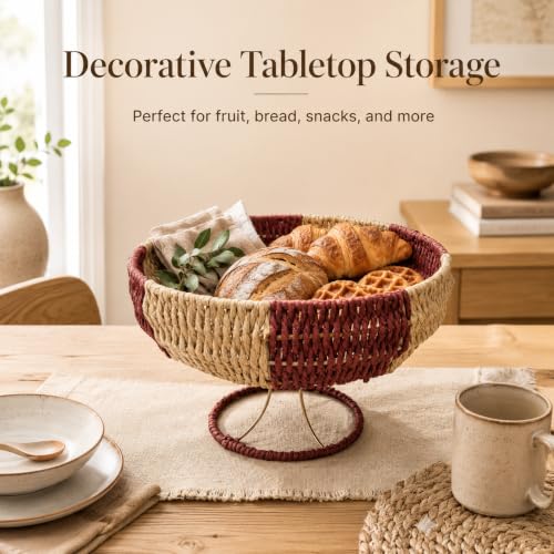 Goblet Boho Decor Storage Basket,Handmade Paper Rope Basket,Large - size: Large