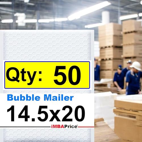 iMBAPrice 14.5x20 Inches White Color Polybubble Bag, 50-Pack Size #7 Self Seal Poly Bubble Mailers Padded Packing Envelopes (Total 50 Bags) - color: White Poly Bubble, size: 14.5"x20" Poly (50 Envelopes) Value Pack