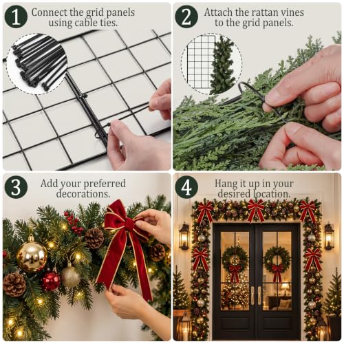 Flutesan 6Pcs Metal Wire Frame Decorative Panels Grid Christmas Front Door