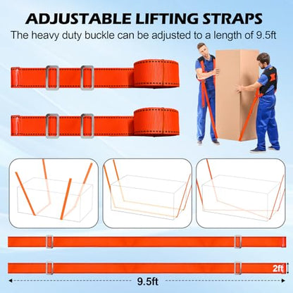 Furniture Moving Straps with Chest Buckle for 2 Movers up to 1000lbs - color: Orange & Black