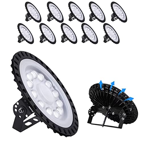 UFO LED High Bay Light 50W 10 Pack, 5000LM 6500K Daylight White Super Bright High Bay LED Light, IP65 Waterproof, Commercial Warehouse Lighting for Workshop Factory Barn Shop Garage Lighting Fixture - color: 50W 10 Pack