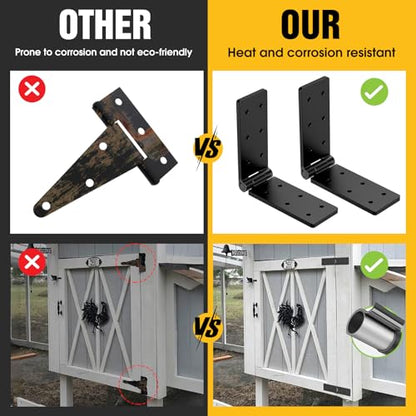 Fence Gate Hinge Heavy Duty 4Pack,270 Degree Barn Door Hardware Kit for Gates,Double Layer Design,Adjustable Outdoor Black Folding & Butt Iron Hinge for Wood Doors/Farm/Backyard