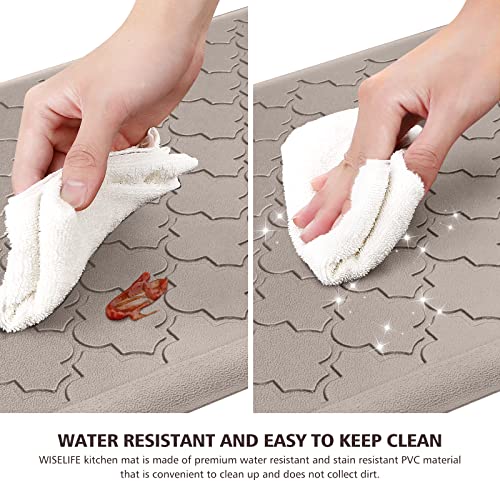 WISELIFE Kitchen Mat, Cushioned Anti Fatigue Floor Mat, 17.3"x28" Khaki - color: Khaki, size: 1'5" x 2'4" (Rectangular)