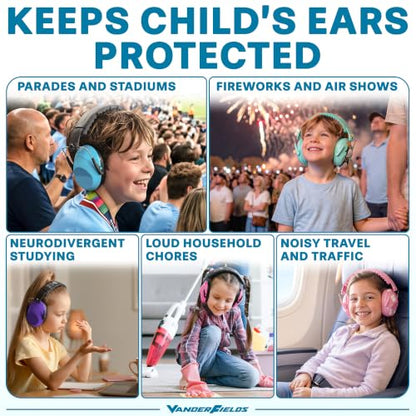 Kids Noise Canceling Headphones - 31 dB (2K Hz) - Ear Protection Earmuffs - color: Double Pink