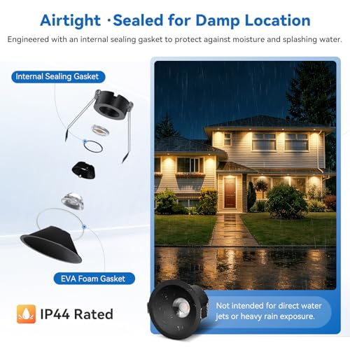 CycevSun Black 3 Inch Recessed LED Lights Anti-Glare COB Spotlight, 6-Pack - color: Black, size: 3 Inch