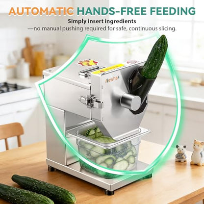 Newhai Commercial 3mm Sausage Garlic Slicer, 200W Automatic Feed Cutter