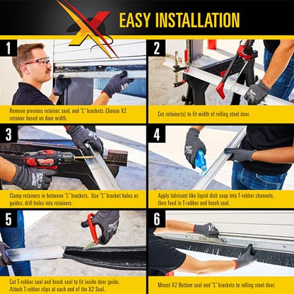 Xcluder X2 Rodent Proof Roll-Up Door Seal Kit, 16' x 2" x 1.625" Pest Control Retainer and Sealer, Suitable for Residential or Commercial Property Use - size: 2.0 in. x 1.625 in.