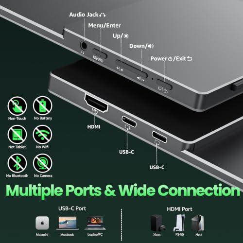 cocopar Portable Monitor IPS Travel Monitor with USB-C HDMI Portable Screen for Laptop MacBook Surface PC PS4/5 External Display with Kickstand, VESA Mountable, 15.6 Inch - size: 15.6 Inch