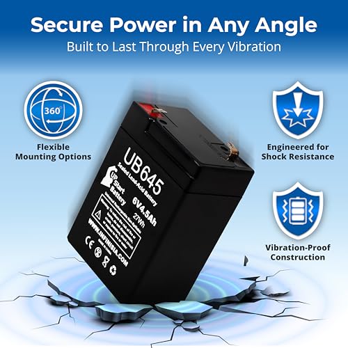 6V UB645 6 Volt 4.5AH Exit Sign Battery Replacement