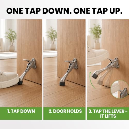 HA SHI 4 Inch Black Kickdown Door Stopper for Bottom of Doors, Heavy Duty - color: Black, size: 4 INCH X 2 PACK