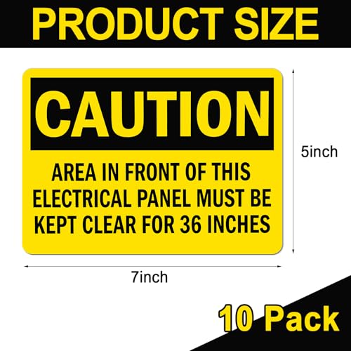 10 PCS Caution Keep Electrical Panel Clear for 36 Inches, 5" x 7"