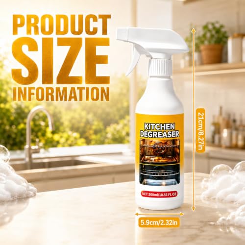 300ml/10.56FL OZ Greasekiller Spray BBQ Grill Cleaner, Fast Acting Heavy Duty Grill Degreaser Spray, Effectively Removes Grease for Outdoor BBQ Grate,Grill Lid,Stovetop