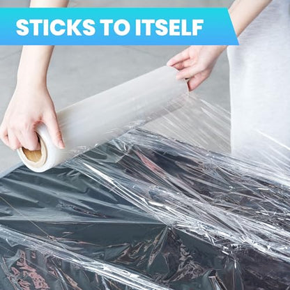 TAPEBEAR Stretch Wrap Film with Handles 15" x 760Ft Shrink Wrap - size: 15" x 760Ft x 2Rolls