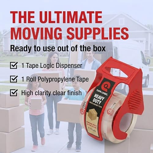 Tape Logic Heavy Duty Packing Tape with Dispenser (6 Pack) – 2.6 Mil Thick Clear Shipping Tape, 2 in x 25 yd – Strong Industrial Adhesive for Moving Boxes, Mailing, & Shipping Packaging - size: 6 Rolls