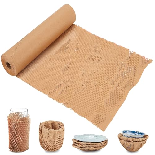 Honeycomb Packing Paper, 15" x 300' Packing Paper Substitute Alternative for Bubble Cushioning Wrap for Moving Shipping Packaging, Recyclable Moving Supplies Bubble Packing Wrap Protective Roll - color: Brown, size: 15"x300'
