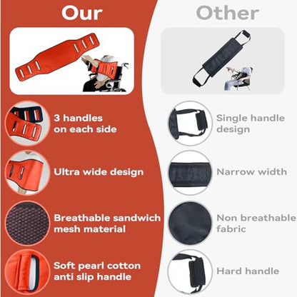 Transfer Sling, Padded Assist Gait Belt for Seniors, Lift Assist gait Belt - color: Orange-aa