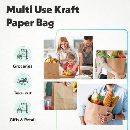 DURO 57# Heavy Duty Brown Grocery Bags, No Handles, 12x7x17 In, 25 Ct - size: 1 Count (Pack of 25)
