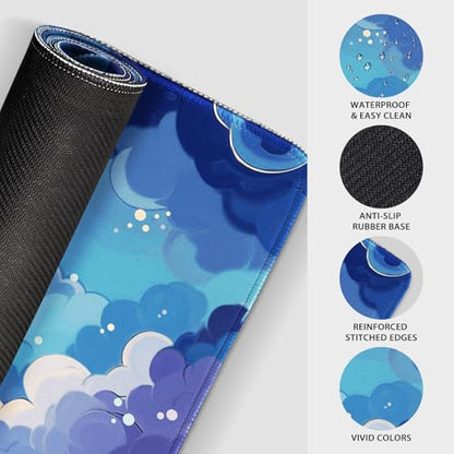 Blue Nebula Aesthetic Large Gaming Mouse Pad Desk Mat 31.5"x15.7" - color: Blue Nebula