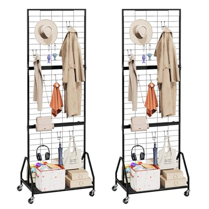 ELYKEN 2 Pack Foldable Grid Wall Panels, 5.7 x 2 FT Gridwall Display Rack - color: Black, size: 2'w-2 pack