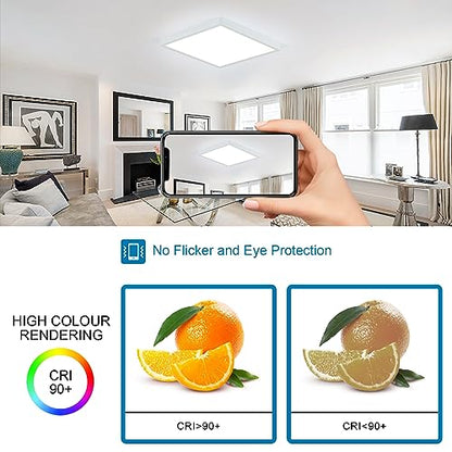 DELIPOP 12 inch Dimmable LED Flush Mount Ceiling Light Fixture with Remote Control, 24W 3000K-6500K Adjustable Color Temperature, Ultra-Thin Ceiling Lamp for Bedroom Kitchen Hallway Living Room - size: 12in-Dimmable-1Pack