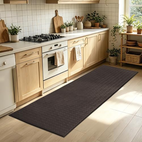 Kitchen Mats and Rugs Cushioned Anti-Fatigue, 23.6" x 86.6", Brown - color: Brown, size: 86.6"L x 23.6"W x 0.4"Th